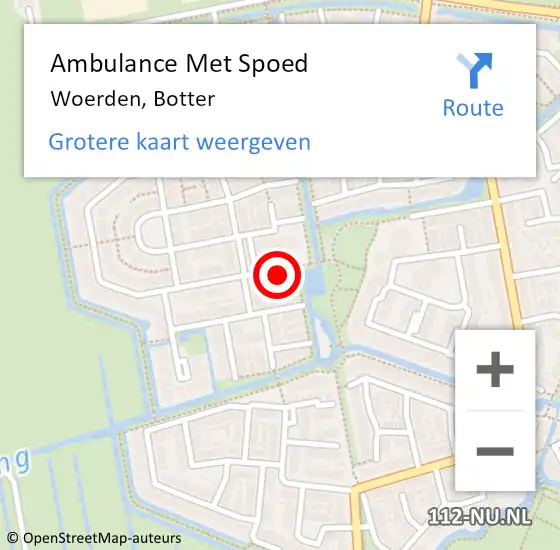 Locatie op kaart van de 112 melding: Ambulance Met Spoed Naar Woerden, Botter op 14 april 2015 18:20