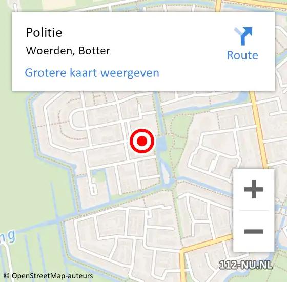 Locatie op kaart van de 112 melding: Politie Woerden, Botter op 14 april 2015 18:24