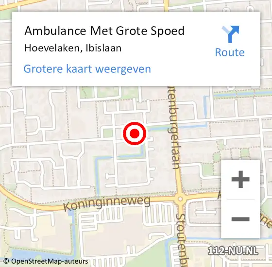 Locatie op kaart van de 112 melding: Ambulance Met Grote Spoed Naar Hoevelaken, Ibislaan op 14 april 2015 18:41