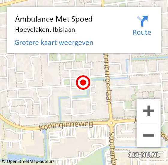 Locatie op kaart van de 112 melding: Ambulance Met Spoed Naar Hoevelaken, Ibislaan op 14 april 2015 18:46