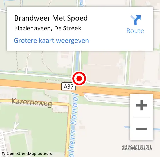 Locatie op kaart van de 112 melding: Brandweer Met Spoed Naar Klazienaveen, De Streek op 14 april 2015 18:52