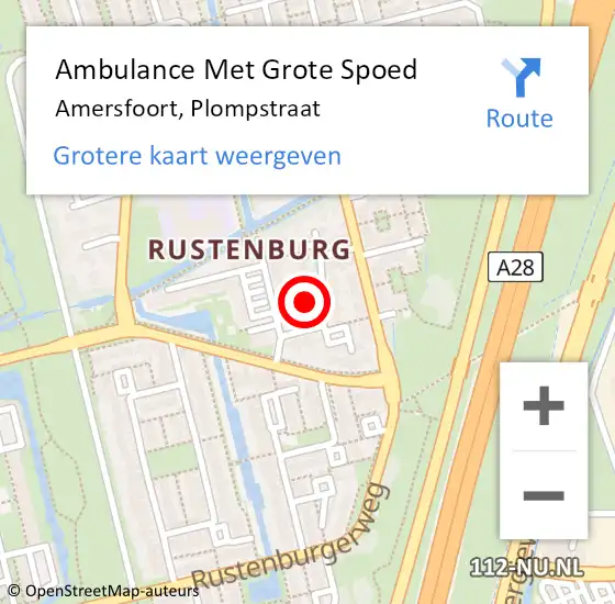 Locatie op kaart van de 112 melding: Ambulance Met Grote Spoed Naar Amersfoort, Plompstraat op 14 april 2015 20:06