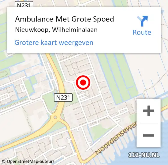 Locatie op kaart van de 112 melding: Ambulance Met Grote Spoed Naar Nieuwkoop, Wilhelminalaan op 14 april 2015 20:13