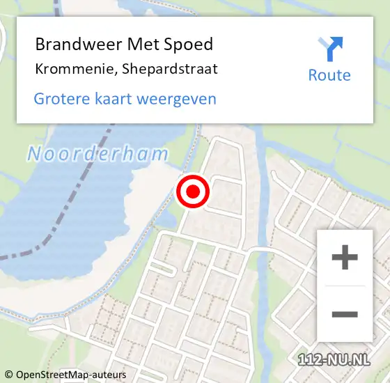 Locatie op kaart van de 112 melding: Brandweer Met Spoed Naar Krommenie, Shepardstraat op 14 april 2015 20:30