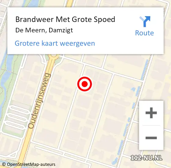 Locatie op kaart van de 112 melding: Brandweer Met Grote Spoed Naar De Meern, Damzigt op 14 april 2015 20:54