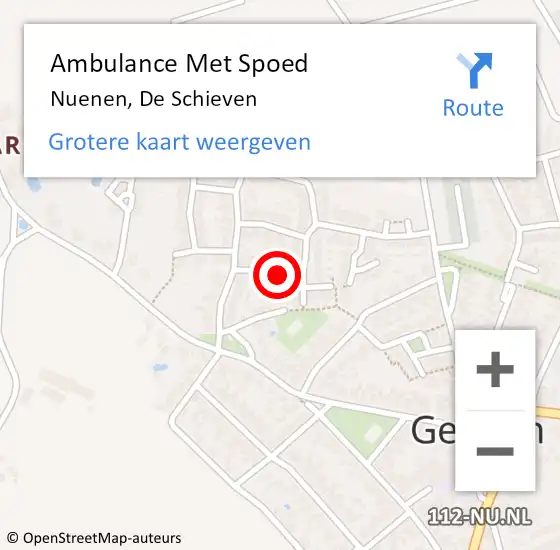 Locatie op kaart van de 112 melding: Ambulance Met Spoed Naar Nuenen, De Schieven op 14 april 2015 21:13