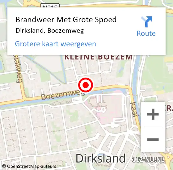 Locatie op kaart van de 112 melding: Brandweer Met Grote Spoed Naar Dirksland, Boezemweg op 14 april 2015 22:49