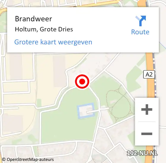 Locatie op kaart van de 112 melding: Brandweer Holtum, Grote Dries op 14 april 2015 22:54