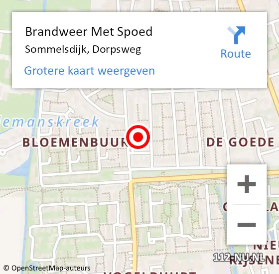 Locatie op kaart van de 112 melding: Brandweer Met Spoed Naar Sommelsdijk, Dorpsweg op 14 april 2015 23:54