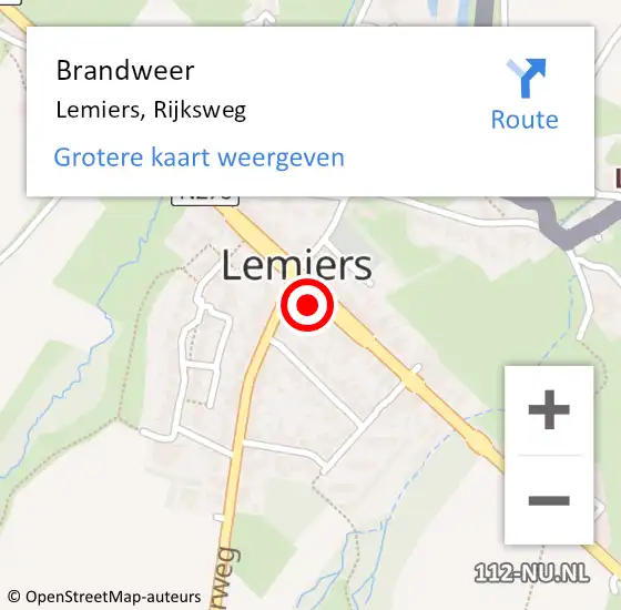 Locatie op kaart van de 112 melding: Brandweer Lemiers, Lemiers Rijksweg op 15 april 2015 00:17