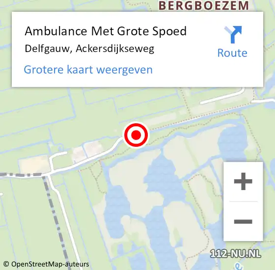 Locatie op kaart van de 112 melding: Ambulance Met Grote Spoed Naar Delfgauw, Ackersdijkseweg op 15 april 2015 02:20