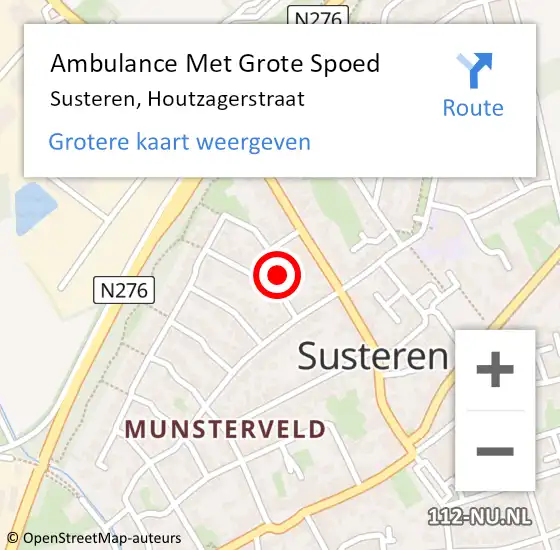 Locatie op kaart van de 112 melding: Ambulance Met Grote Spoed Naar Susteren, Houtzagerstraat op 15 april 2015 07:21