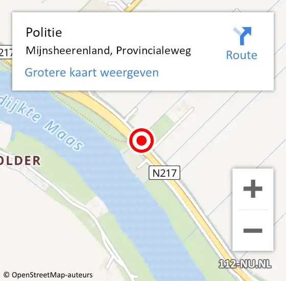 Locatie op kaart van de 112 melding: Politie Mijnsheerenland, Provincialeweg op 15 april 2015 08:48