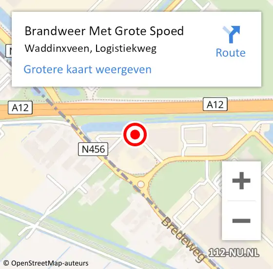 Locatie op kaart van de 112 melding: Brandweer Met Grote Spoed Naar Waddinxveen, Logistiekweg op 15 april 2015 08:51