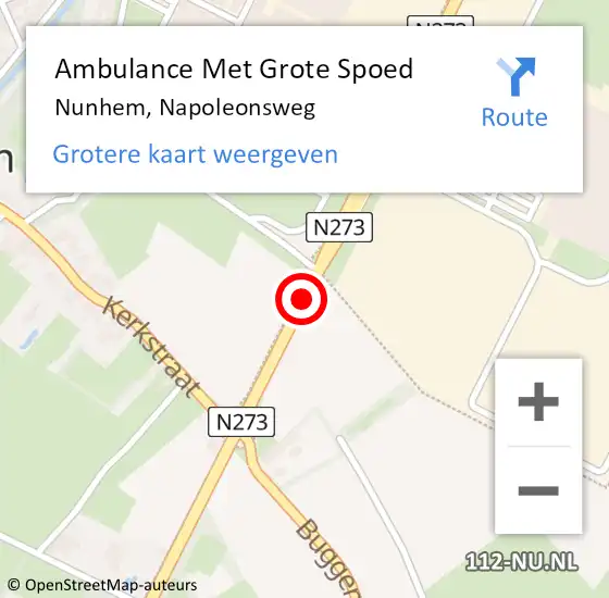 Locatie op kaart van de 112 melding: Ambulance Met Grote Spoed Naar Nunhem, Napoleonsweg op 15 april 2015 09:02