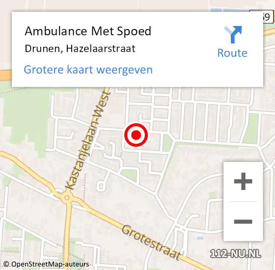 Locatie op kaart van de 112 melding: Ambulance Met Spoed Naar Drunen, Hazelaarstraat op 15 april 2015 09:06