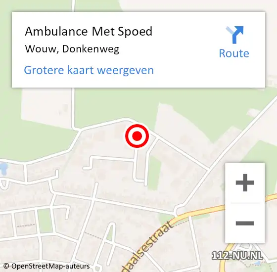 Locatie op kaart van de 112 melding: Ambulance Met Spoed Naar Wouw, Donkenweg op 15 april 2015 09:10