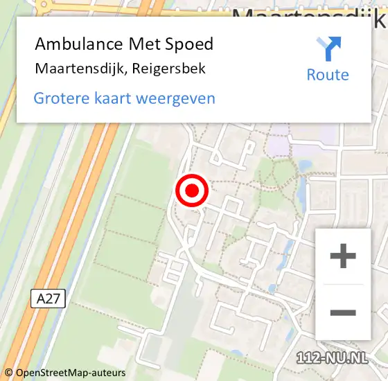 Locatie op kaart van de 112 melding: Ambulance Met Spoed Naar Maartensdijk, Reigersbek op 15 april 2015 09:19