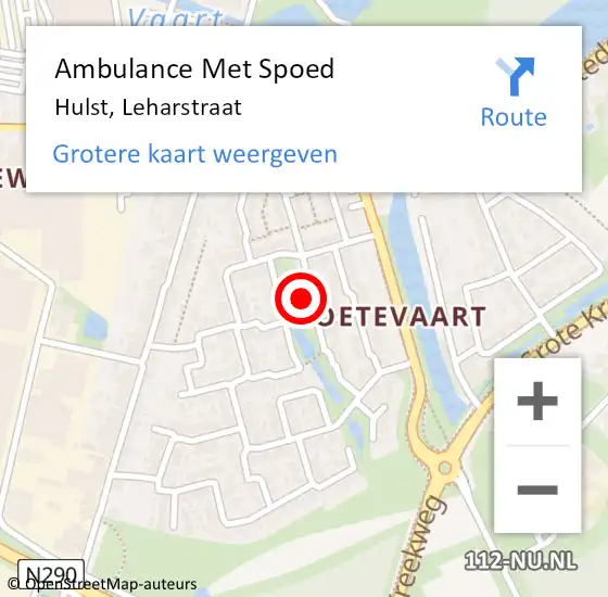 Locatie op kaart van de 112 melding: Ambulance Met Spoed Naar Hulst, Leharstraat op 15 april 2015 09:22