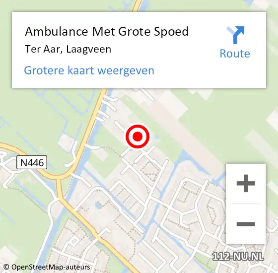 Locatie op kaart van de 112 melding: Ambulance Met Grote Spoed Naar Ter Aar, Laagveen op 5 november 2013 06:32