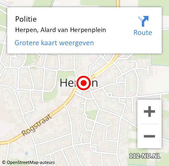 Locatie op kaart van de 112 melding: Politie Herpen, Alard van Herpenplein op 5 november 2013 06:49