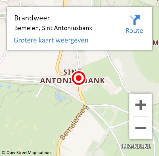 Locatie op kaart van de 112 melding: Brandweer Bemelen, Sint Antoniusbank op 15 april 2015 10:15