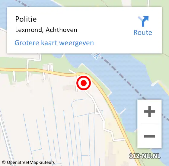 Locatie op kaart van de 112 melding: Politie Lexmond, Achthoven op 15 april 2015 10:25