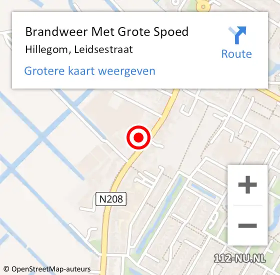 Locatie op kaart van de 112 melding: Brandweer Met Grote Spoed Naar Hillegom, Leidsestraat op 15 april 2015 10:33