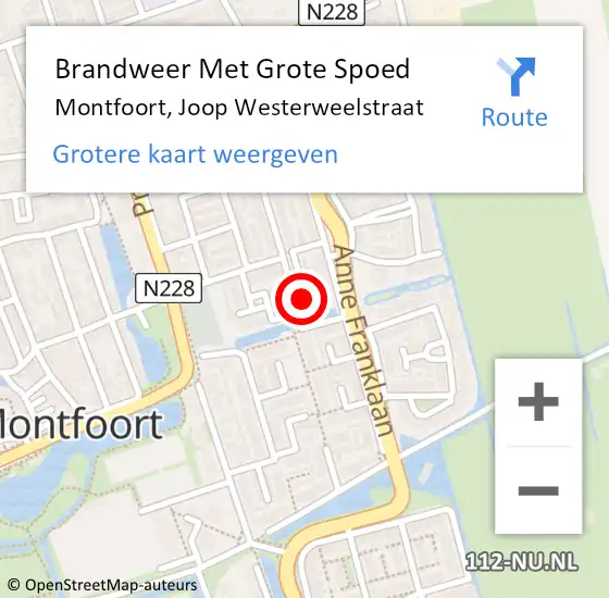 Locatie op kaart van de 112 melding: Brandweer Met Grote Spoed Naar Montfoort, Joop Westerweelstraat op 15 april 2015 10:59