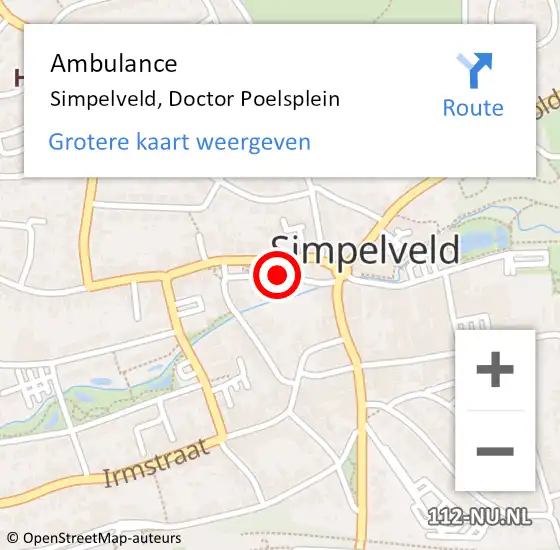 Locatie op kaart van de 112 melding: Ambulance Simpelveld, Doctor Poelsplein op 15 april 2015 10:59