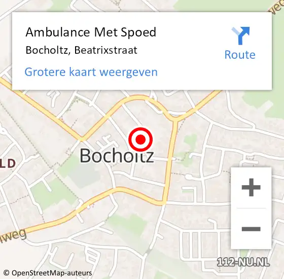 Locatie op kaart van de 112 melding: Ambulance Met Spoed Naar Bocholtz, Beatrixstraat op 5 november 2013 07:11