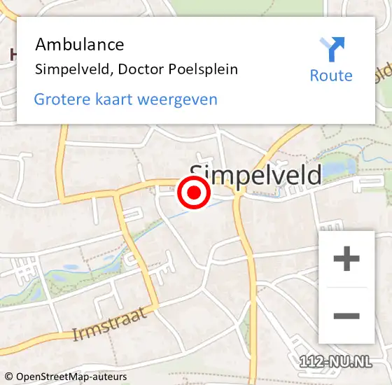 Locatie op kaart van de 112 melding: Ambulance Simpelveld, Doctor Poelsplein op 15 april 2015 11:48