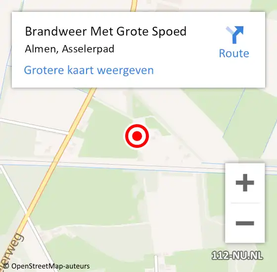 Locatie op kaart van de 112 melding: Brandweer Met Grote Spoed Naar Almen, Asselerpad op 15 april 2015 12:44