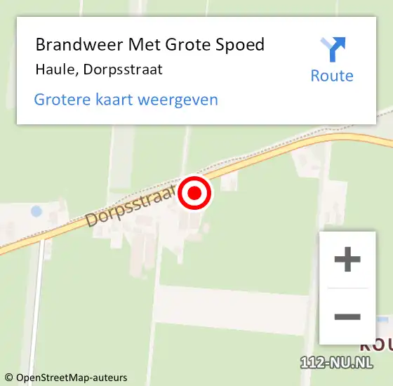 Locatie op kaart van de 112 melding: Brandweer Met Grote Spoed Naar Haule, Dorpsstraat op 15 april 2015 12:48