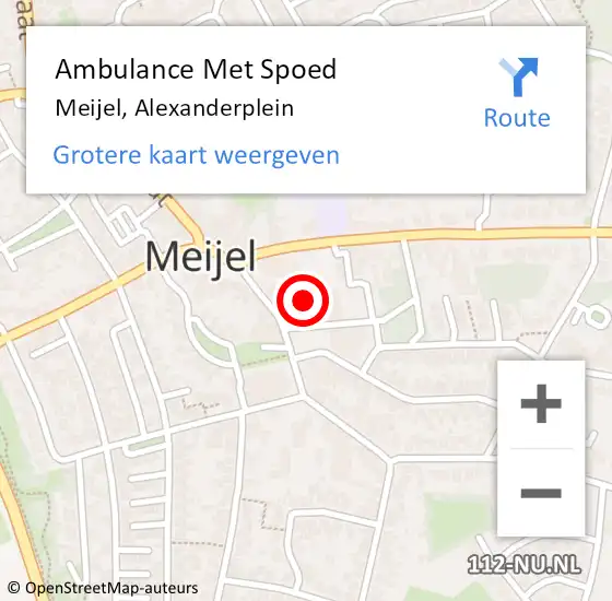 Locatie op kaart van de 112 melding: Ambulance Met Spoed Naar Meijel, Alexanderplein op 15 april 2015 12:56