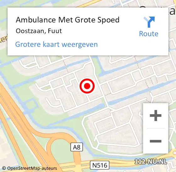 Locatie op kaart van de 112 melding: Ambulance Met Grote Spoed Naar Oostzaan, Fuut op 5 november 2013 07:33