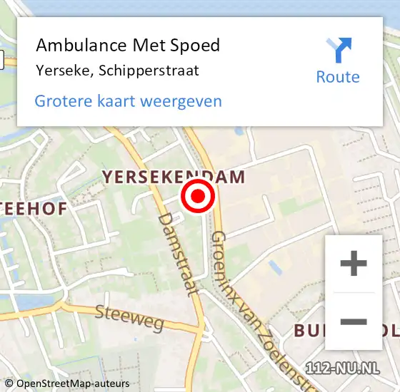 Locatie op kaart van de 112 melding: Ambulance Met Spoed Naar Yerseke, Schipperstraat op 15 april 2015 13:30