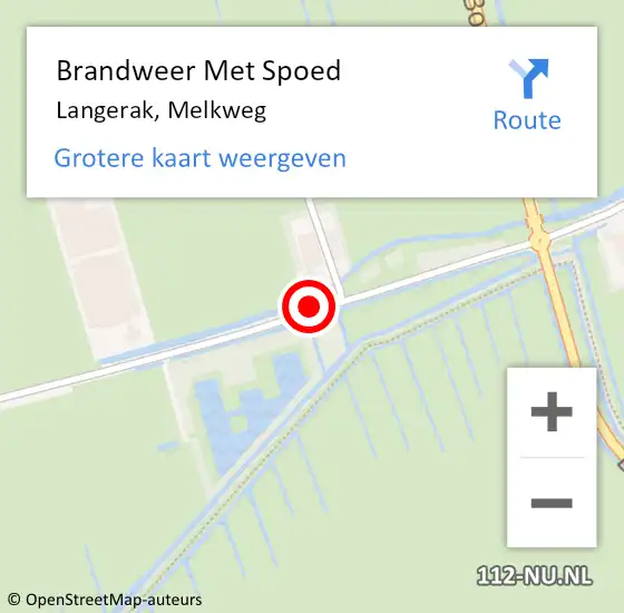 Locatie op kaart van de 112 melding: Brandweer Met Spoed Naar Langerak, Melkweg op 15 april 2015 13:30