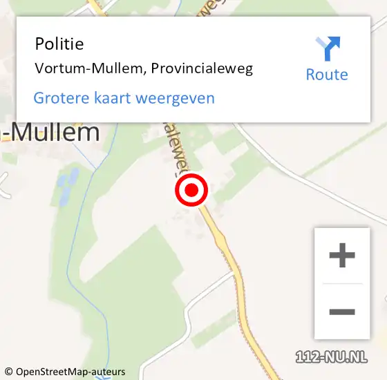 Locatie op kaart van de 112 melding: Politie Vortum-Mullem, Provincialeweg op 15 april 2015 13:46