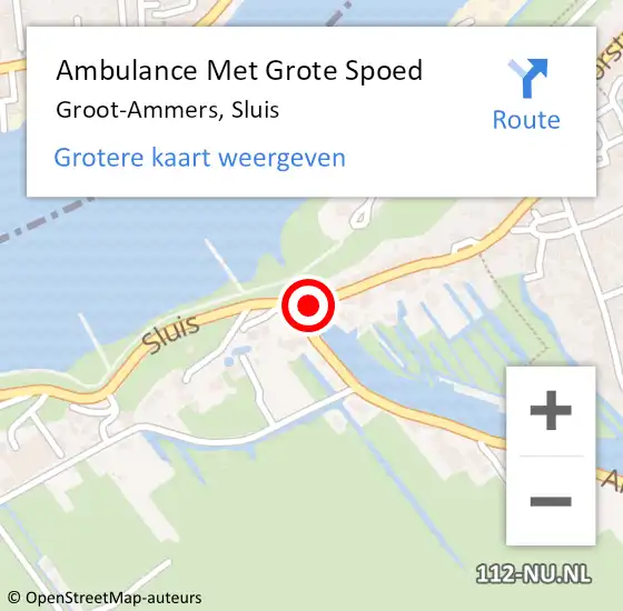 Locatie op kaart van de 112 melding: Ambulance Met Grote Spoed Naar Groot-Ammers, Sluis op 15 april 2015 14:37