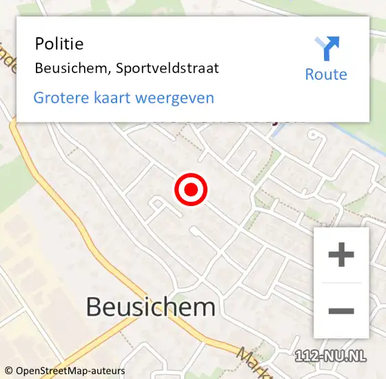 Locatie op kaart van de 112 melding: Politie Beusichem, Sportveldstraat op 15 april 2015 14:38