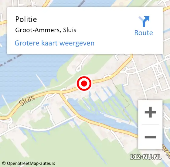 Locatie op kaart van de 112 melding: Politie Groot-Ammers, Sluis op 15 april 2015 14:40