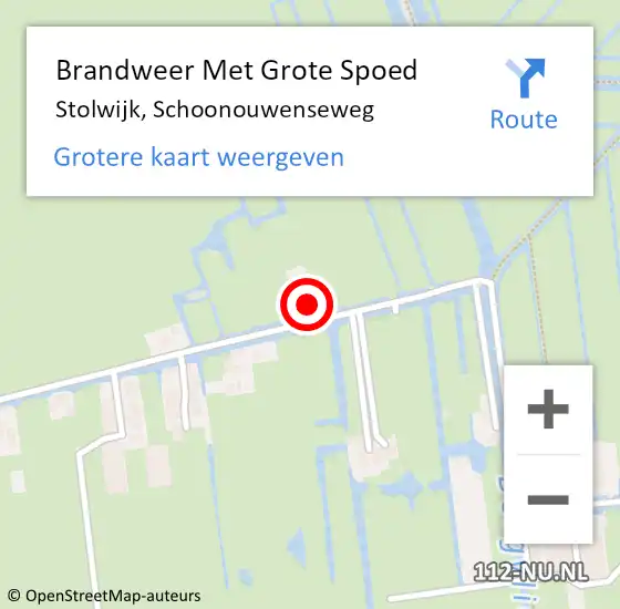 Locatie op kaart van de 112 melding: Brandweer Met Grote Spoed Naar Stolwijk, Schoonouwenseweg op 15 april 2015 14:40