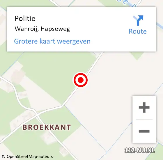 Locatie op kaart van de 112 melding: Politie Wanroij, Hapseweg op 15 april 2015 14:46