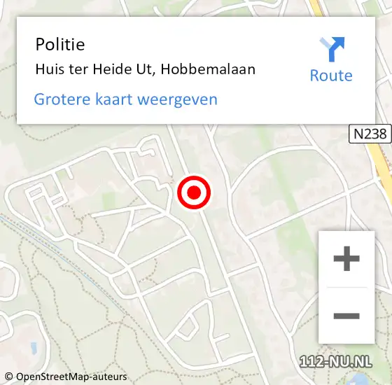 Locatie op kaart van de 112 melding: Politie Huis ter Heide Ut, Hobbemalaan op 15 april 2015 15:00