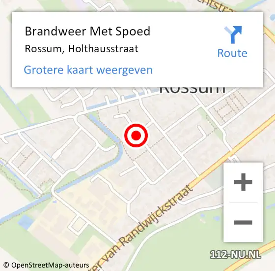 Locatie op kaart van de 112 melding: Brandweer Met Spoed Naar Rossum, Holthausstraat op 15 april 2015 15:17