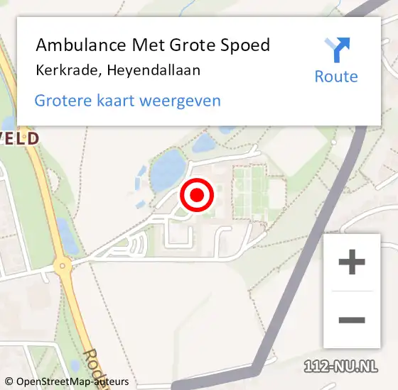 Locatie op kaart van de 112 melding: Ambulance Met Grote Spoed Naar Kerkrade, Heyendallaan op 15 april 2015 15:21