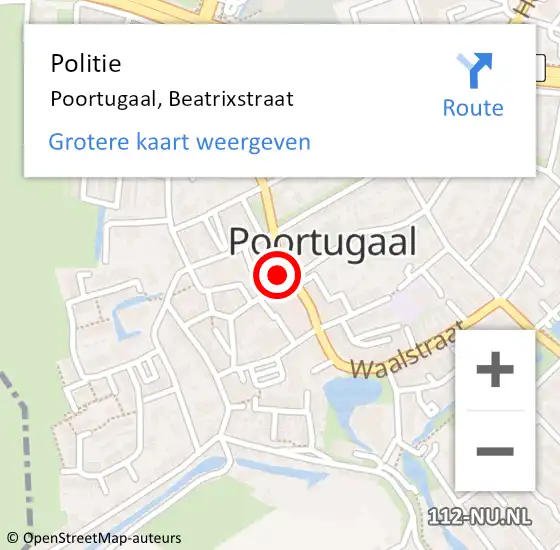 Locatie op kaart van de 112 melding: Politie Poortugaal, Beatrixstraat op 15 april 2015 15:41