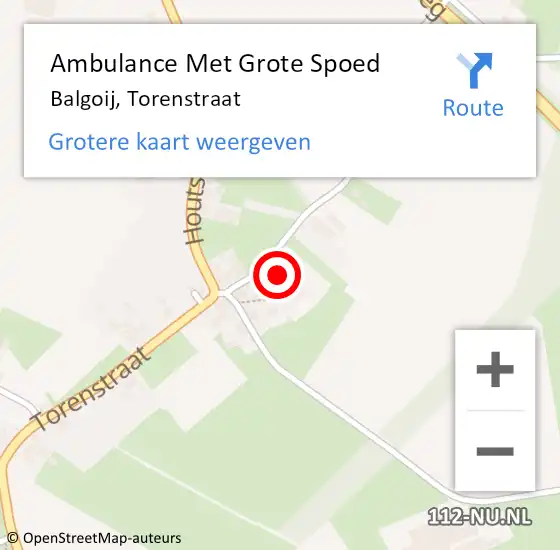 Locatie op kaart van de 112 melding: Ambulance Met Grote Spoed Naar Balgoij, Torenstraat op 15 april 2015 15:44