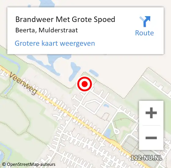 Locatie op kaart van de 112 melding: Brandweer Met Grote Spoed Naar Beerta, Mulderstraat op 15 april 2015 15:59